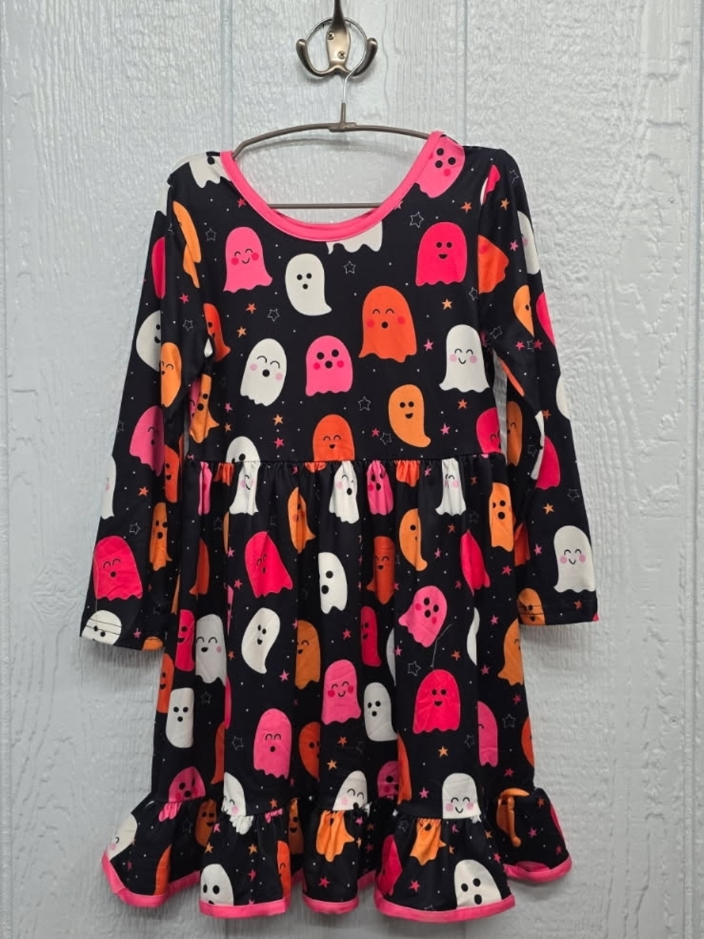 NWT Size 7 Kids Halloween Ghost Print Long Sleeve Dress